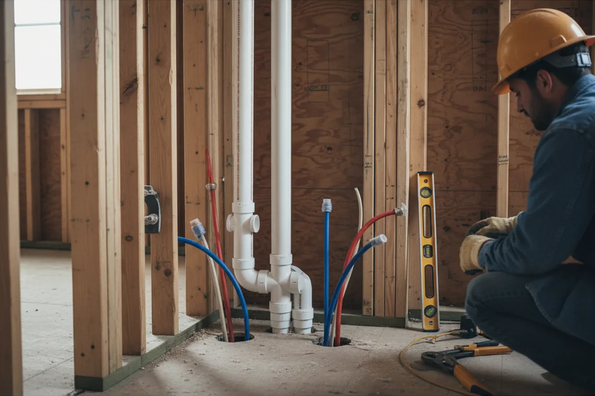 Drain and supply rough-in during Garbage Disposal Repair in Edgewater